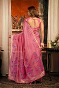 Pink Cotton Saree With Blouse Piece