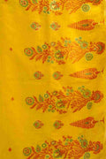 Yellow Cotton Saree With Blouse Piece