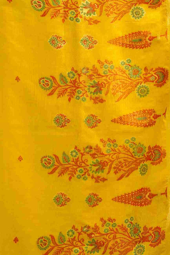 Yellow Cotton Saree With Blouse Piece