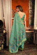 Sea Green Cotton Saree With Blouse Piece