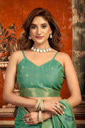 Sea Green Cotton Saree With Blouse Piece
