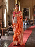Orange Two-Tone Handloom Weaving Silk Saree With Blouse Piece