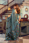 Blue Cotton Saree With Blouse Piece