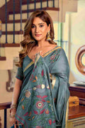 Blue Cotton Saree With Blouse Piece