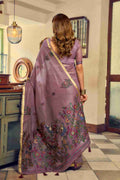 Mauve & Lavender Cotton Saree With Blouse Piece