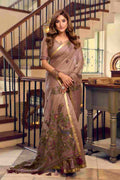 Light Brown Cotton Saree With Blouse Piece