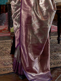 Silver Handwoven Kanjivaram Silk Saree With Blouse Piece