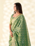 Soft Tissue Linen With Big Jacquard Pallu Handloom Silk Saree