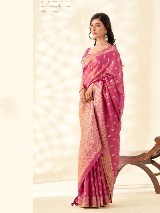 Soft Tissue Linen With Big Jacquard Pallu Handloom Silk Saree