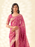 Soft Tissue Linen With Big Jacquard Pallu Handloom Silk Saree