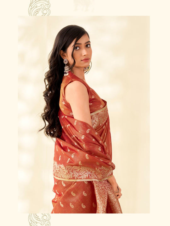 Soft Tissue Linen With Big Jacquard Pallu Handloom Silk Saree