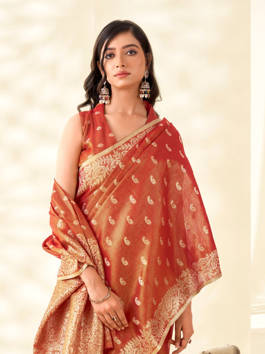 Soft Tissue Linen With Big Jacquard Pallu Handloom Silk Saree