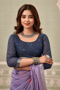 Lavender  Banarasi Saree With Blouse Piece