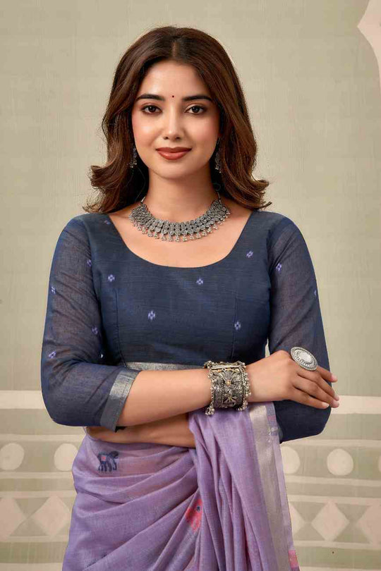 Lavender  Banarasi Saree With Blouse Piece