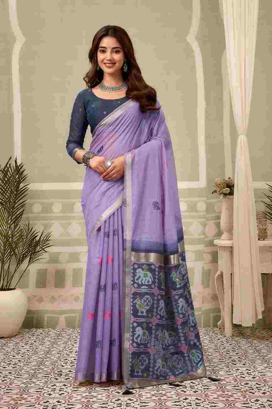 Lavender  Banarasi Saree With Blouse Piece