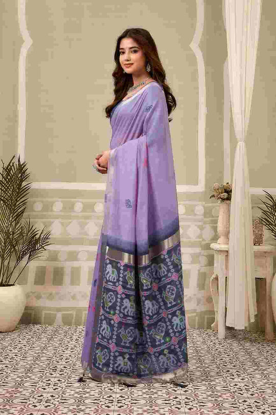 Lavender  Banarasi Saree With Blouse Piece