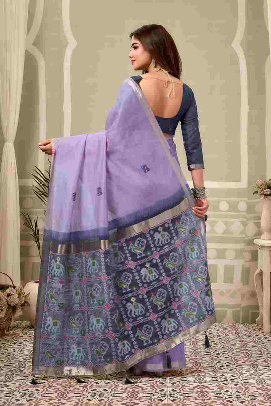 Lavender  Banarasi Saree With Blouse Piece