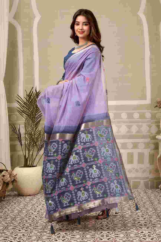 Lavender  Banarasi Saree With Blouse Piece