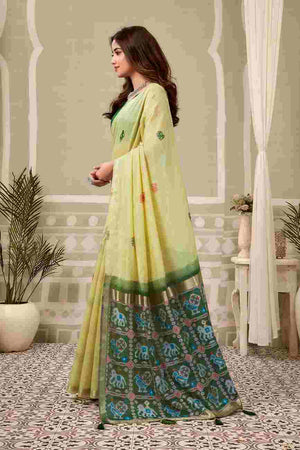 Lime Green Banarasi Saree With Blouse Piece