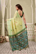 Lime Green Banarasi Saree With Blouse Piece