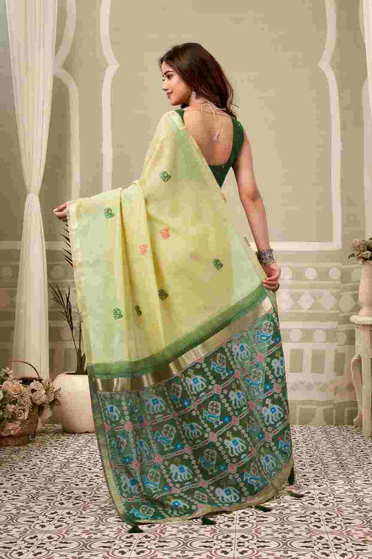 Lime Green Banarasi Saree With Blouse Piece