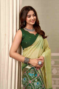 Lime Green Banarasi Saree With Blouse Piece