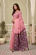 Pink Banarasi Saree With Blouse Piece