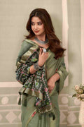 Light Green Banarasi Saree With Blouse Piece