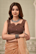 Peach Banarasi Saree With Blouse Piece