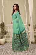 Firozi Banarasi Saree With Blouse Piece