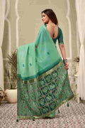Firozi Banarasi Saree With Blouse Piece