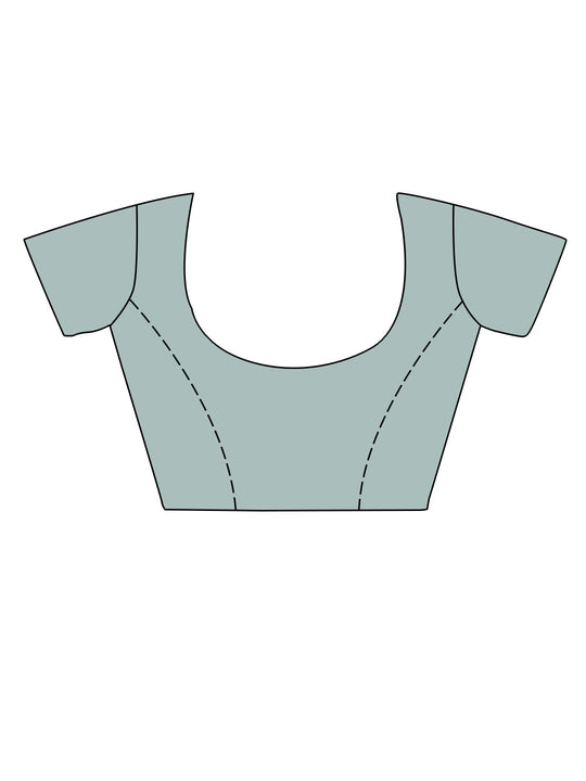 Blue Chinon Nylon Saree With Blouse Piece