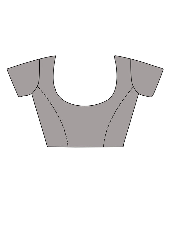 Grey Chinon Nylon Saree With Blouse Piece