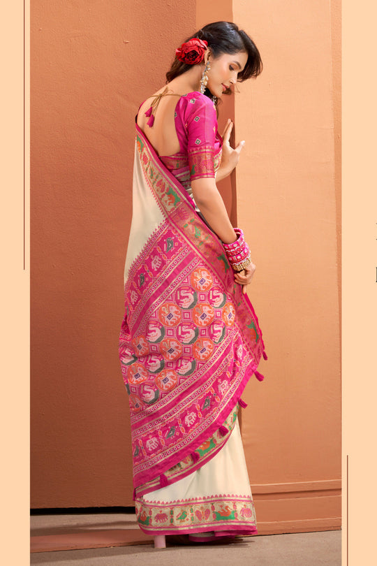 Pure Silk Patola Woven Design Weaving Silk Saree