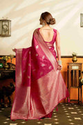 Pink Banarasi Saree With Blouse Piece