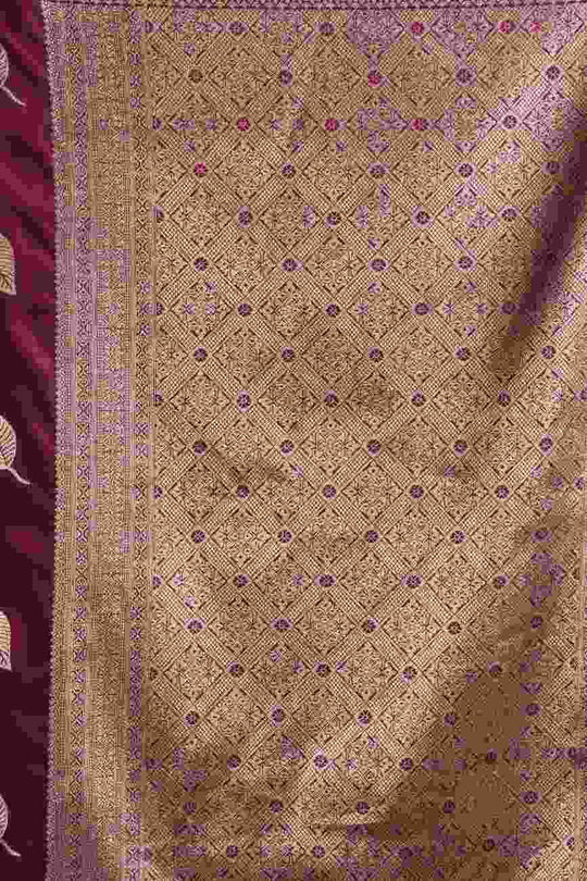 Purple Banarasi Saree With Blouse Piece