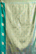 Sea Green Banarasi Saree With Blouse Piece