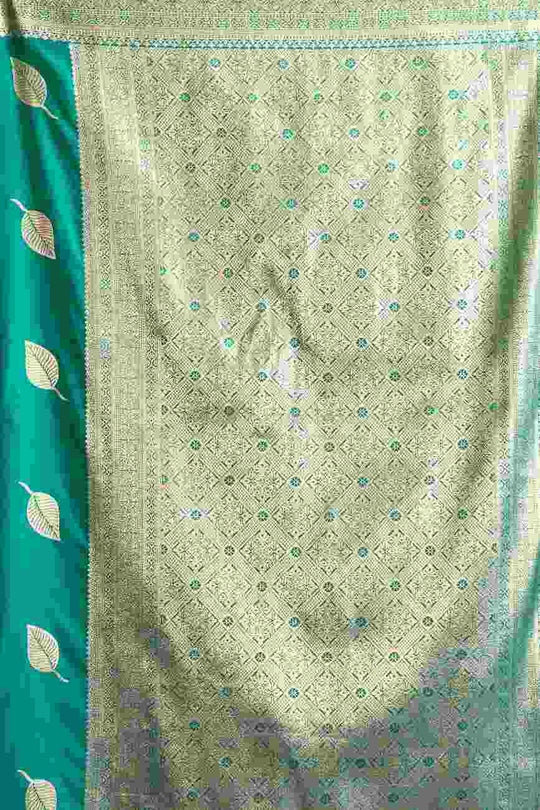 Sea Green Banarasi Saree With Blouse Piece
