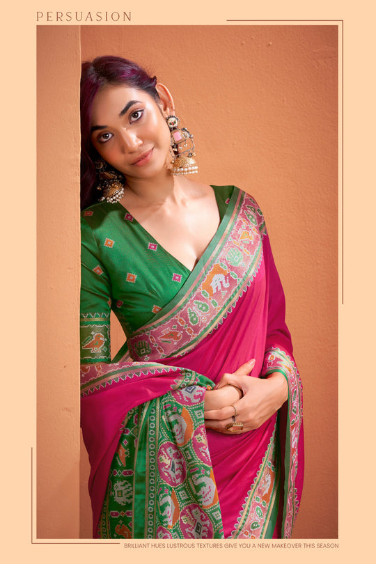 Pure Silk Patola Woven Design Weaving Silk Saree