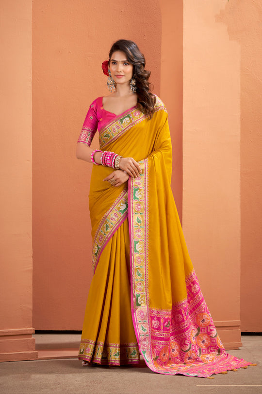 Pure Silk Patola Woven Design Weaving Silk Saree