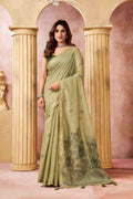 Lime Green Banarasi Saree With Blouse Piece