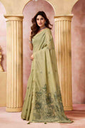 Lime Green Banarasi Saree With Blouse Piece