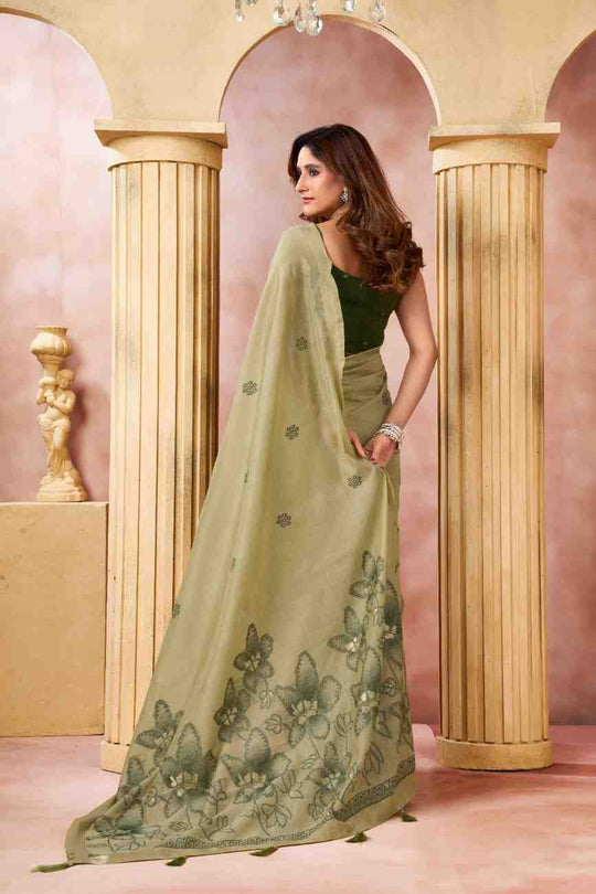 Lime Green Banarasi Saree With Blouse Piece