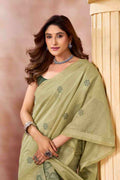 Lime Green Banarasi Saree With Blouse Piece