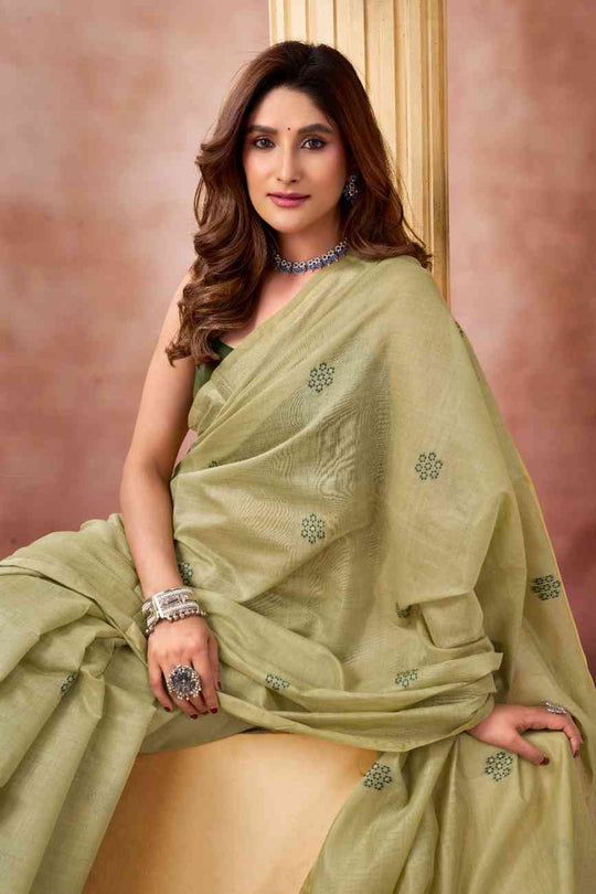 Lime Green Banarasi Saree With Blouse Piece