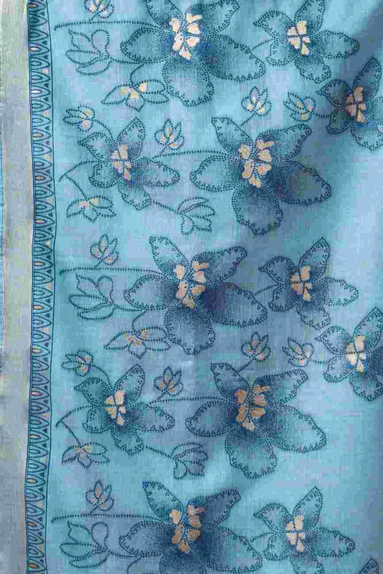 Sky Blue Banarasi Saree With Blouse Piece
