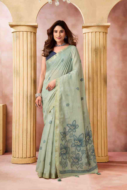 Sea Green Banarasi Saree With Blouse Piece