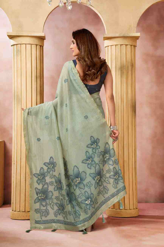 Sea Green Banarasi Saree With Blouse Piece