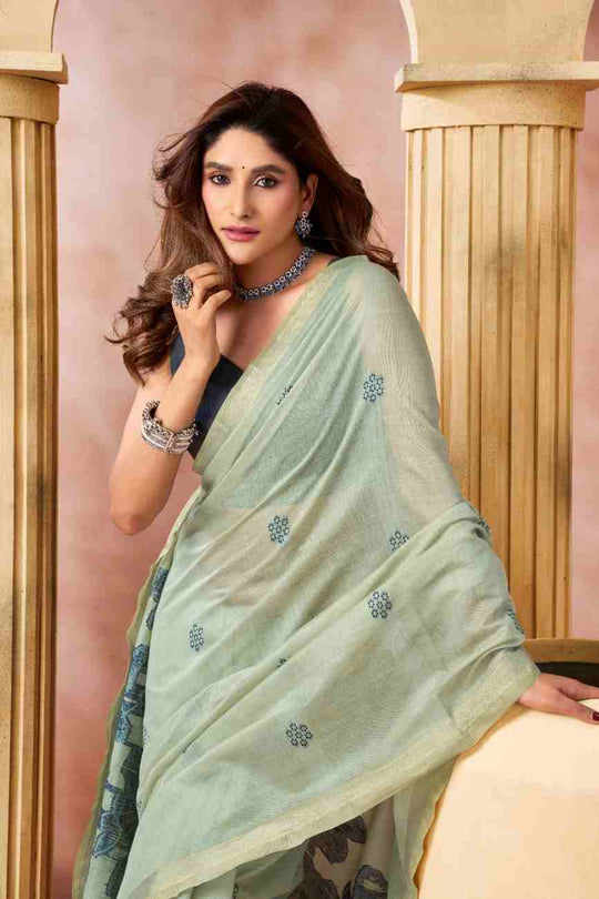 Sea Green Banarasi Saree With Blouse Piece