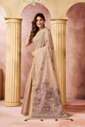 Cream Banarasi Saree With Blouse Piece